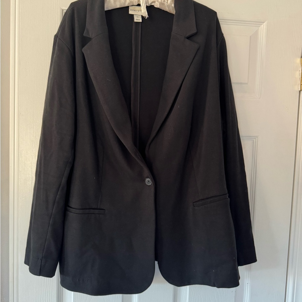 Black Blazer with Notched Lapel and Relaxed Fit